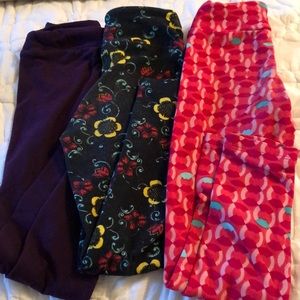 Lot of Small Lularoe Leggings Solid Floral S/M